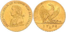 BRANDENBURG-PREUSSEN, Friedrich Wilhelm III., 1797-1840, Friedrichs d'or 1798 A. 6,65g.
GOLD, vz/f.vz
Frbg.2425; J.101