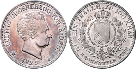 BADEN, Ludwig, 1818-1830, Taler 1829.
vz
AKS 53; T.18; Dav.518