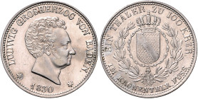 BADEN, Ludwig, 1818-1830, Taler 1830.
seltenes Jahr, vz+
AKS 53; T.18; Dav.518