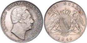 BADEN, Leopold, 1830-1852, Doppelgulden 1846.
f.st/st
AKS 91; T.27; Dav.527