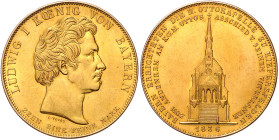 BAYERN, Ludwig I., 1825-1848, Goldabschlag des Geschichtstalers 1836. Otto-Kapelle. 48,57g. Späterer Abschlag von den Originalstempeln/Later strike fr...