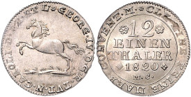 BRAUNSCHWEIG-LÜNEBURG, Karl II. unter Vormundschaft, 1815-1823, 1/12 Taler 1820 MC, Braunschweig.
Prachtex., vz-st
AKS 31; J.223