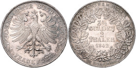 FRANKFURT, Freie Stadt, 1815-1866, Doppeltaler 1842.
vz
AKS 2; T.131; Dav.641