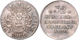 HAMBURG, Freie und Hansestadt, 32 Schilling 1809. CAIG.
ss
AKS 14; J.39b