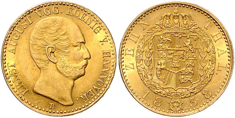 HANNOVER, Ernst August, 1837-1851, 10 Taler 1838 B. 13,29g.
GOLD, Prachtex., vz...