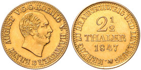 HANNOVER, Ernst August, 1837-1851, 2 1/2 Taler 1847.
GOLD, vz
AKS 97; J.123