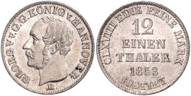 HANNOVER, Georg V., 1851-1866, 1/12 Taler 1853 B.
st/f.st
AKS 146; J.85