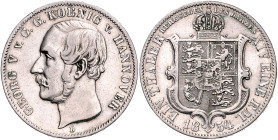 HANNOVER, Georg V., 1851-1866, Ausbeutetaler 1854 B.
ss
AKS 158; T.170; Dav.678