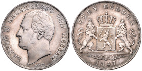 HESSEN-DARMSTADT, Ludwig II., 1830-1848, Doppelgulden 1847.
ss/vz
AKS 101; T.197; Dav.704