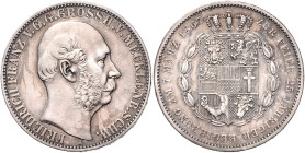 MECKLENBURG-SCHWERIN, Friedrich Franz II., 1842-1883, Vereinstaler 1867. 25jähr. Reg.-Jub..
vz/st
AKS 55; T.216; Dav.729