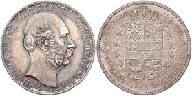 MECKLENBURG-SCHWERIN, Friedrich Franz II., 1842-1883, Vereinstaler 1867 25jähr. Reg.-Jub..
schöne Tönung, vz/vz+
AKS 55; T.216; Dav.729