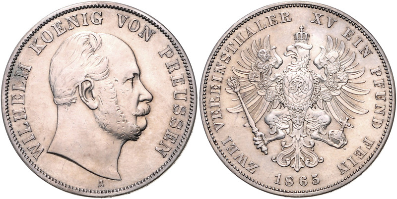 PREUSSEN, Wilhelm I., 1861-1888, Doppeltaler 1865 A.
vz+
AKS 96; T.269