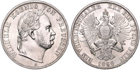 PREUSSEN, Wilhelm I., 1861-1888, Vereinstaler 1866 A.
st
AKS 99; T.270; Dav.782