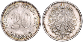 KLEINMÜNZEN, 20 Pfennig 1876 G.
Prachtex., st
J.5