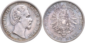 BAYERN, Ludwig II., 1864-1886, 2 Mark 1876 D.
ss
J.41