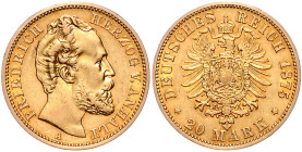 ANHALT, Friedrich I., 1871-1904, 20 Mark 1875 A.
vz/st
J.179