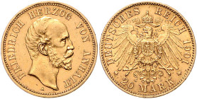 ANHALT, Friedrich I., 1871-1904, 20 Mark 1901 A.
vz/st
J.181