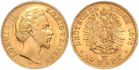 BAYERN, Ludwig II., 1864-1886, 10 Mark 1875 D.
f.st
J.196