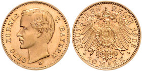 BAYERN, Otto, 1886-1913, 10 Mark 1906 D.
st
J.201