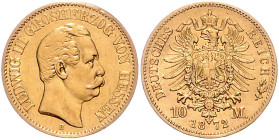 HESSEN, Ludwig III., 1848-1877, 10 Mark 1872 H.
vz+
J.213