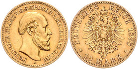 MECKLENBURG-SCHWERIN, Friedrich Franz II., 1842-1883, 10 Mark 1878.
vz/st
J.231