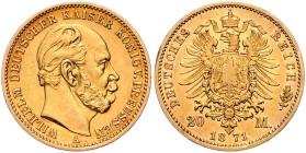 PREUSSEN, Wilhelm I., 1861-1888, 20 Mark 1871 A.
f.st
J.243