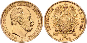 PREUSSEN, Wilhelm I., 1861-1888, 20 Mark 1872 A.
l. berieben, PP
J.243