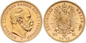 PREUSSEN, Wilhelm I., 1861-1888, 20 Mark 1873 B.
Ware ist MwSt-befreit
VAT tax free
st
J.243