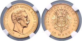 PREUSSEN, Wilhelm II., 1888-1918, 10 Mark 1889 A.
Prachtex., selten, NGC PF-64 Cameo
J.249