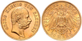 SACHSEN, Georg, 1902-1904, 20 Mark 1903 E.
Prachtex., st
J.266