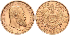 WÜRTTEMBERG, Wilhelm II., 1891-1918, 10 Mark 1898 F.
st
J.295