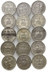 WEIMARER REPUBLIK, 1919-1933, 2 Reichsmark 1925 A,D,F,J; 1926 A-J; 1927 A; 1931 D,E,F,J.
15 Stk., ss, teils besser
J.320