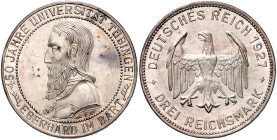 WEIMARER REPUBLIK, 1919-1933, 3 Reichsmark 1927 F. Tübingen.
st
J.328