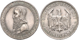 WEIMARER REPUBLIK, 1919-1933, 3 Reichsmark 1927 F. Tübingen.
vz/st
J.328