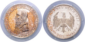 WEIMARER REPUBLIK, 1919-1933, 5 Reichsmark 1927 F. Tübingen.
schöne Tönung, PCGS PR-63 DCAM
J.329