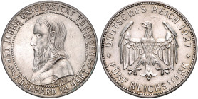 WEIMARER REPUBLIK, 1919-1933, 5 Reichsmark 1927 F. Tübingen.
vz
J.329