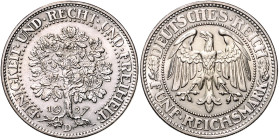 WEIMARER REPUBLIK, 1919-1933, 5 Reichsmark 1927 D. Eichbaum.
st
J.331