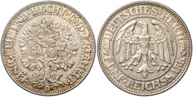 WEIMARER REPUBLIK, 1919-1933, 5 Reichsmark 1927 D. Eichbaum.
ss+
J.331