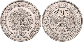 WEIMARER REPUBLIK, 1919-1933, 5 Reichsmark 1927 E. Eichbaum.
Erstabschlag, st
J.331