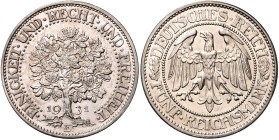 WEIMARER REPUBLIK, 1919-1933, 5 Reichsmark 1931 E. Eichbaum.
st
J.331