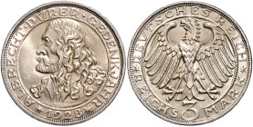 WEIMARER REPUBLIK, 1919-1933, 3 Reichsmark 1928 D. Dürer.
st
J.332