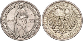 WEIMARER REPUBLIK, 1919-1933, 3 Reichsmark 1928 A. Naumburg/Saale.
vz-st
J.333