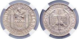 WEIMARER REPUBLIK, 1919-1933, 3 Reichsmark 1928 D. Dinkelsbühl.
NGC MS-64
J.334