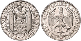 WEIMARER REPUBLIK, 1919-1933, 3 Reichsmark 1928 D. Dinkelsbühl.
Prachtex., Erstabschlag
J.334