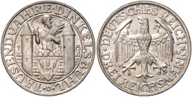 WEIMARER REPUBLIK, 1919-1933, 3 Reichsmark 1928 D. Dinkelsbühl.
vz-st
J.334