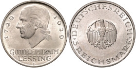 WEIMARER REPUBLIK, 1919-1933, 5 Reichsmark 1929 D. Lessing.
st
J.336