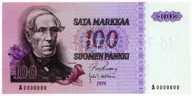 FINNLAND, Finlands Bank, 100 Markka 1976, Specimen (A0000000).
I
Pick 109