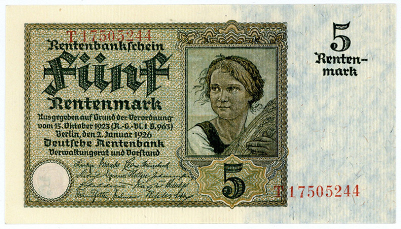 DEUTSCHES REICH BIS 1945, Ausgaben der Deutschen Rentenbank, 1923-1937, 5 Renten...