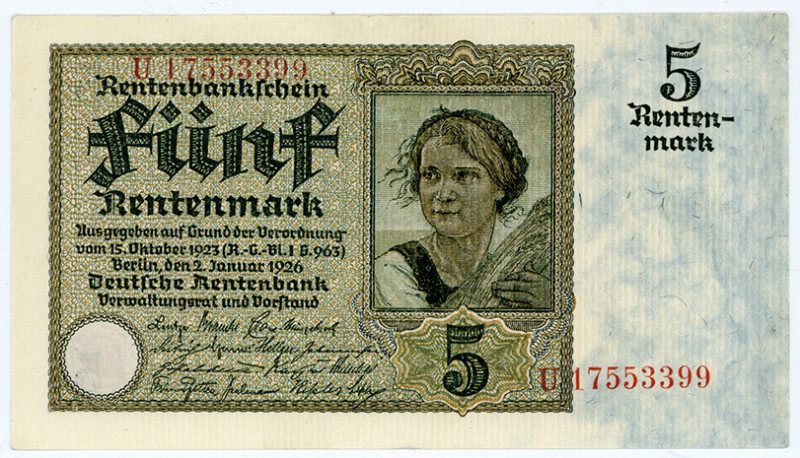 DEUTSCHES REICH BIS 1945, Ausgaben der Deutschen Rentenbank, 1923-1937, 5 Renten...