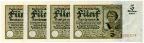 DEUTSCHES REICH BIS 1945, Ausgaben der Deutschen Rentenbank, 1923-1937, 3x 5 Rentenmark 02.01.1926. KN 8-stellig fortlaufend 17505250-17505252, Serie ...